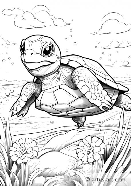 Turtle Coloring Page For Kids